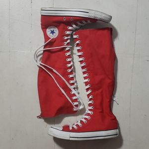 Red Knee-high Converse with Zipper